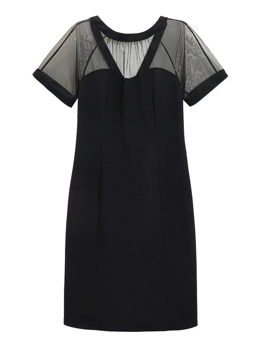 Plain Mesh Patchwork Sleeveless Bodycon Dress