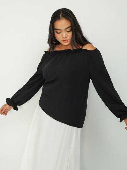 Frill Trim Off Shoulder Top