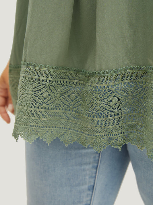 Plain Contrast Lace Pleated V Neck Tank Top