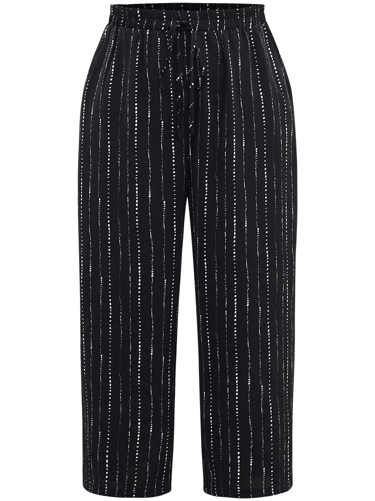 Polka Dot Striped Ties Wide Leg Pants