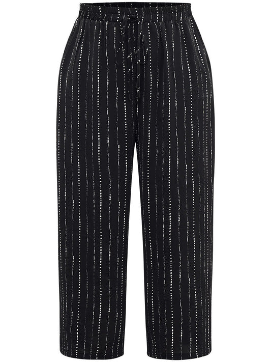 Polka Dot Striped Ties Wide Leg Pants