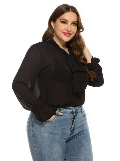 Tie Detail Sheer Chiffon Blouse