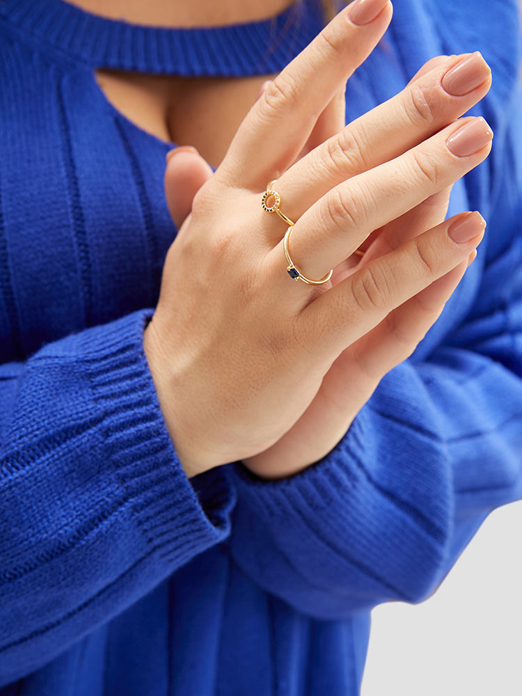 3 Pack Rhinestone Decor Cuff Rings