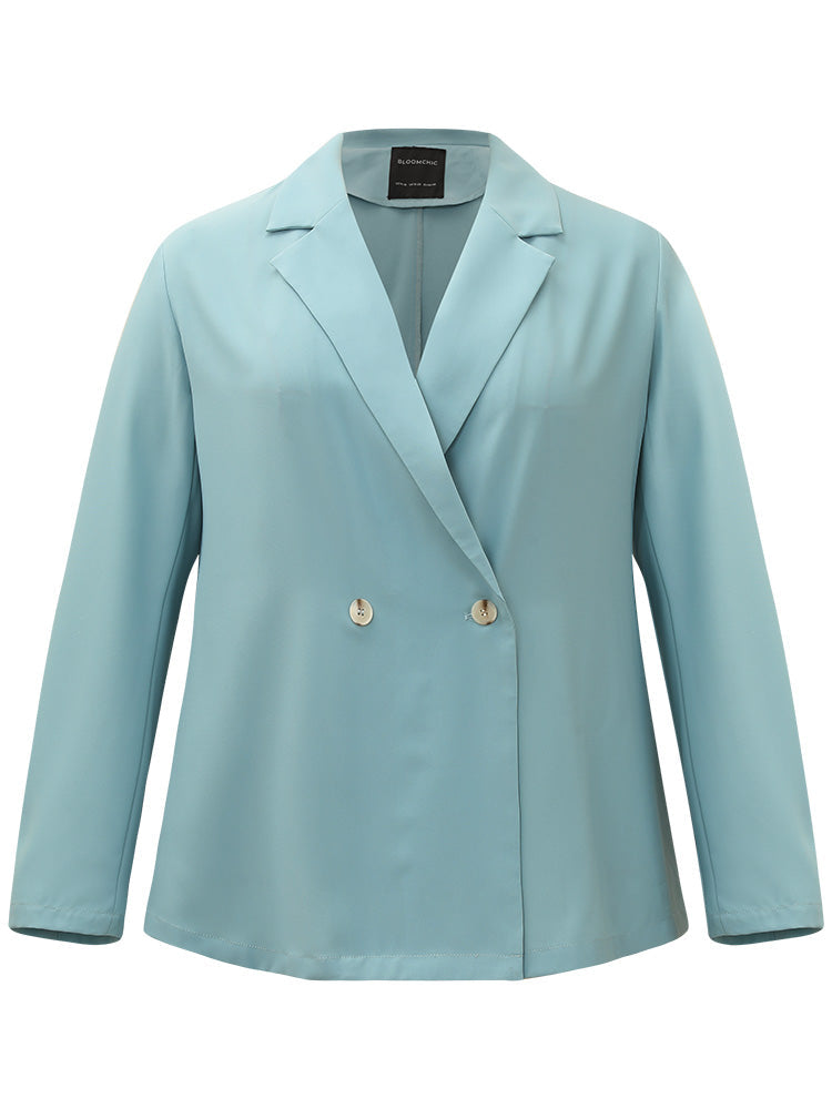 Solid Double Breasted Lapel Collar Blazer