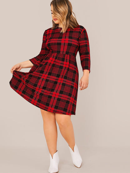 Plaid Flared Dress