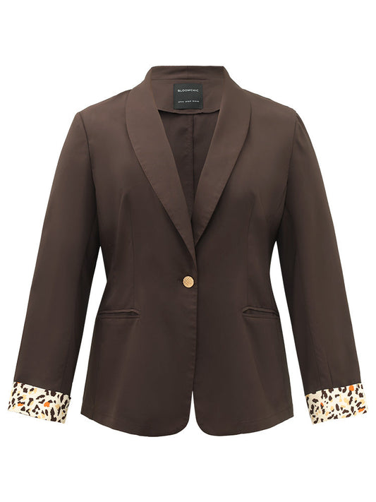 Lapel Collar Patchwork Leopard Print Blazer