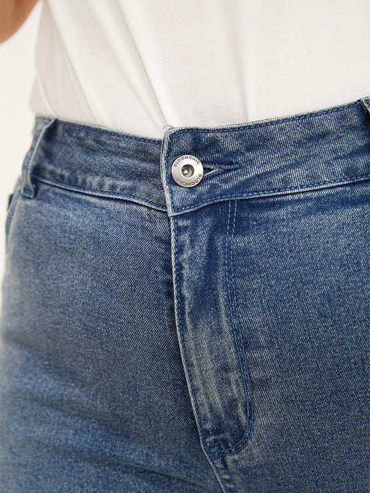 Rainbow Striped Very Stretchy High Rise Medium Wash Jeans