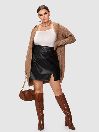 Cable Knit Belted Hooded Cadigan