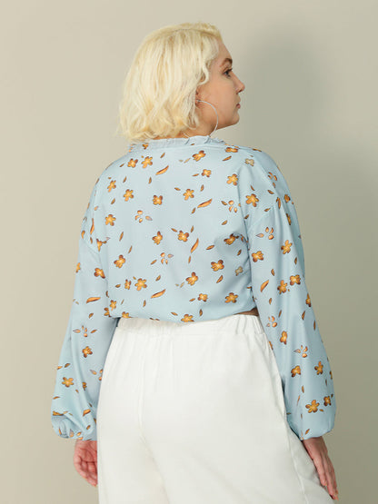 Lantern Sleeve Floral Crop Top