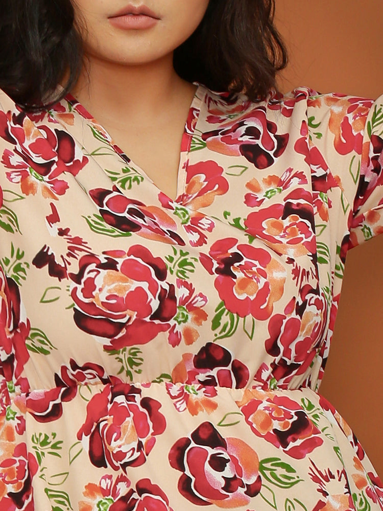 Long Sleeve Floral Print Dress