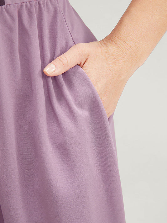 Geometric Print Pocket Tie Neck Ruffles Midi Dress