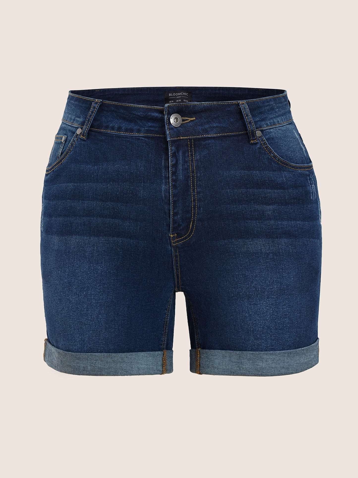 Roll Hem Pocket Bodycon Denim Shorts