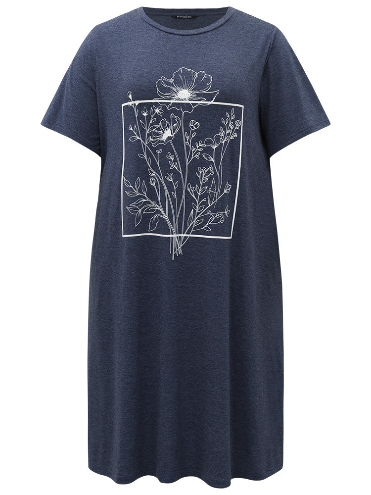 Supersoft Essentials Floral Print Pocket Round Neck Dress