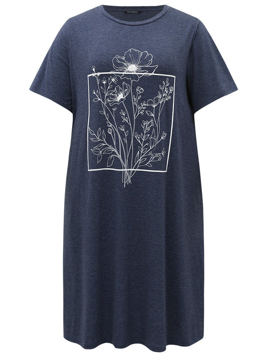 Supersoft Essentials Floral Print Pocket Round Neck Dress