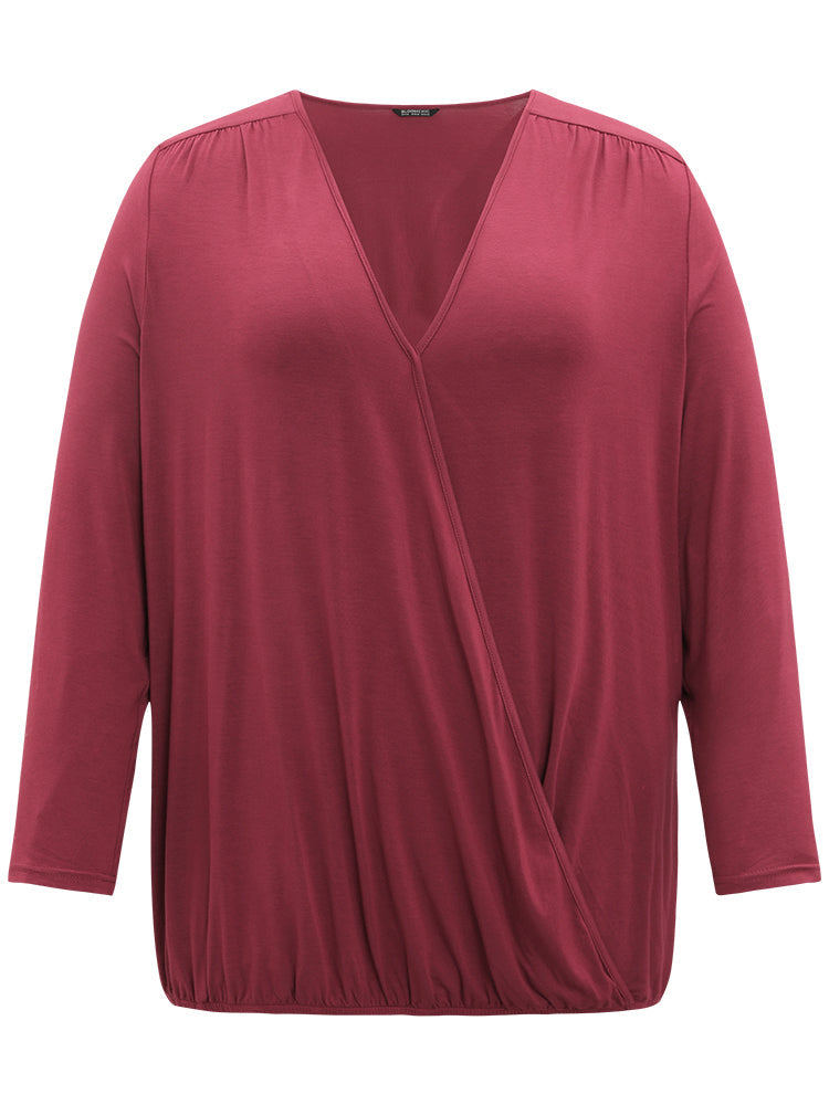 Supersoft Essentials Plain V Neck Gathered T-shirt