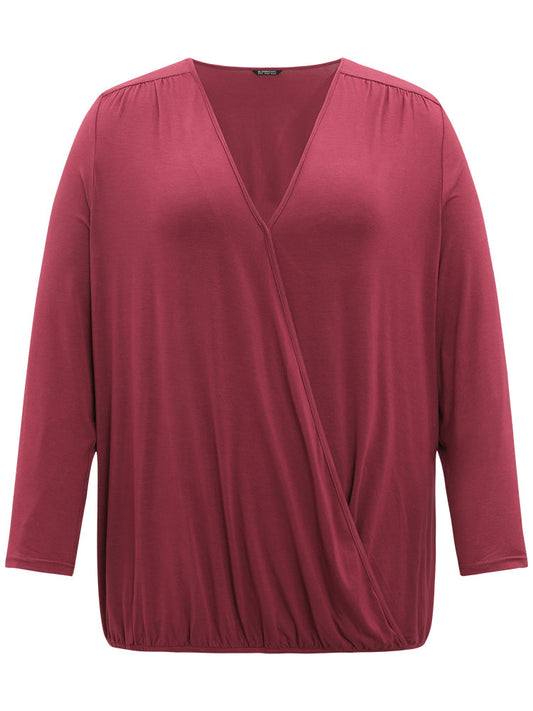 Supersoft Essentials Plain V Neck Gathered T-shirt