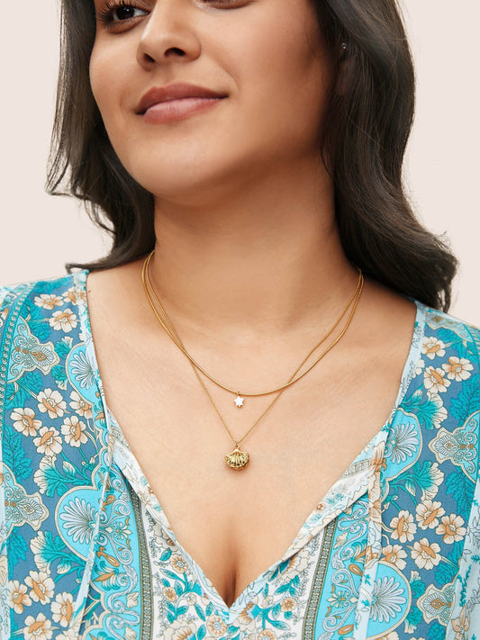 Charm Shell Pearl Star Decor Layered Necklace