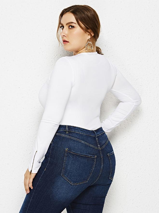 Basic Solid Color Round Neck Bodysuits