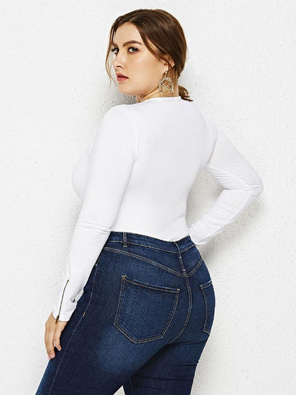 Basic Solid Color Round Neck Bodysuits