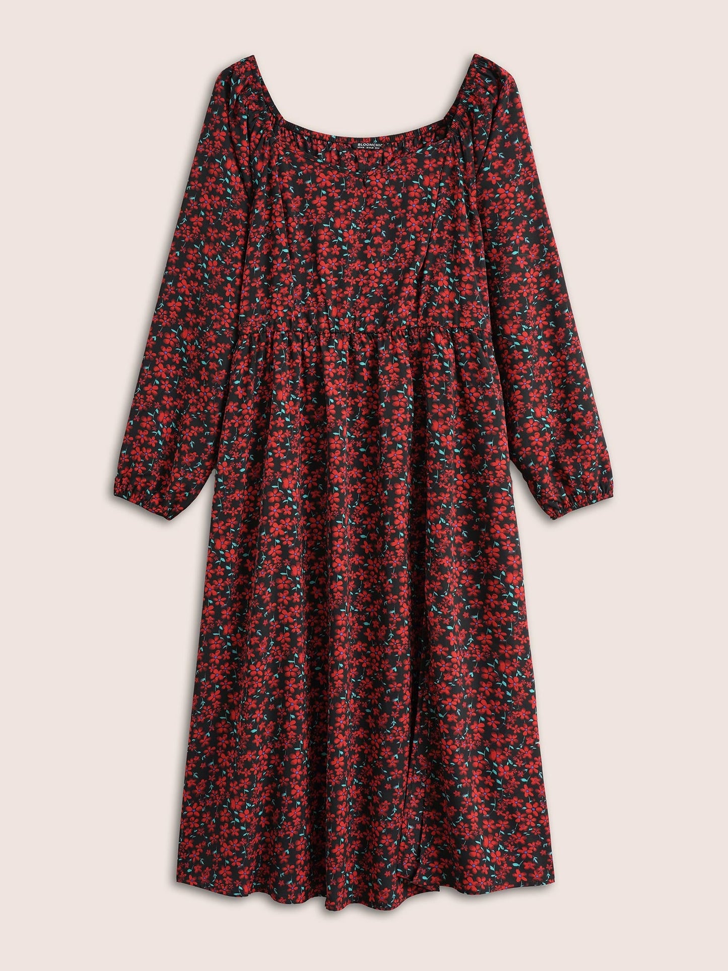 Ditsy Floral Square Neck Split Side Dress