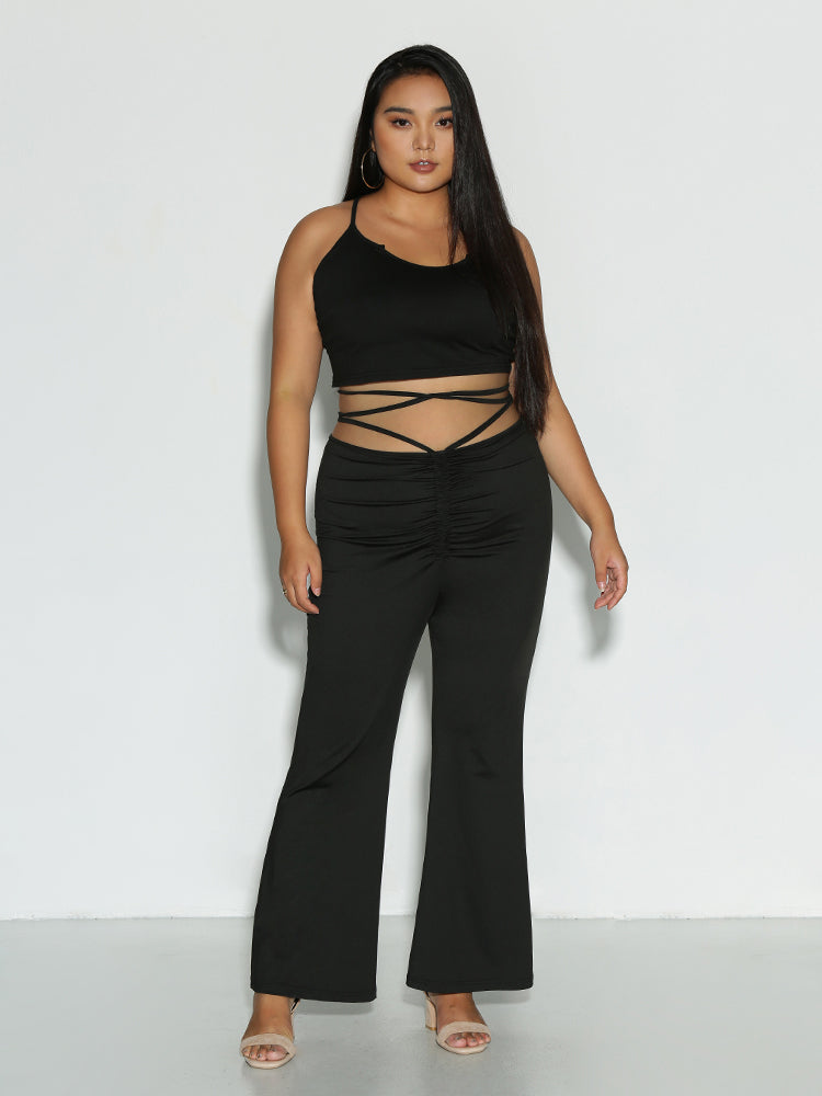 Ruched Knotted Waist Pants