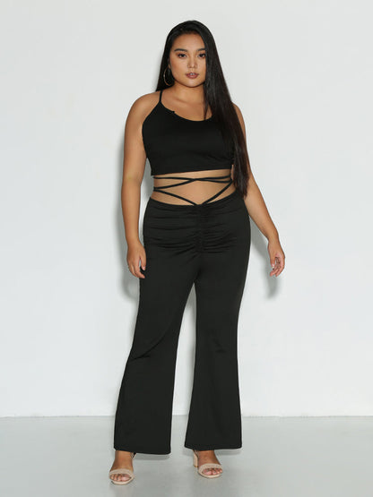 Ruched Knotted Waist Pants