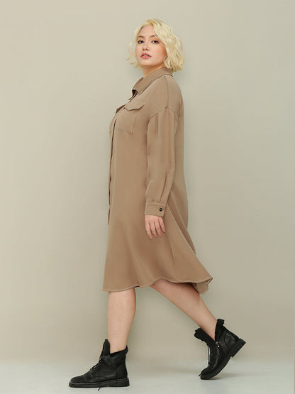 Flap Pocket Front Shirt Dress