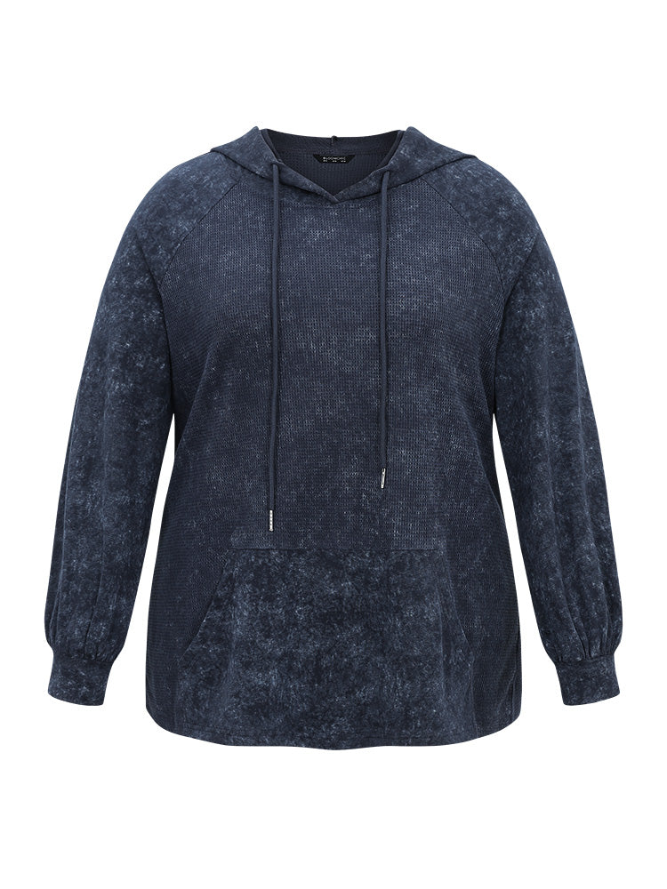 Vintage Waffle Knit Kangaroo Pocket Sweatshirt