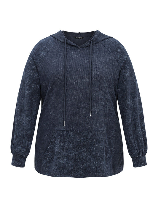 Vintage Waffle Knit Kangaroo Pocket Sweatshirt