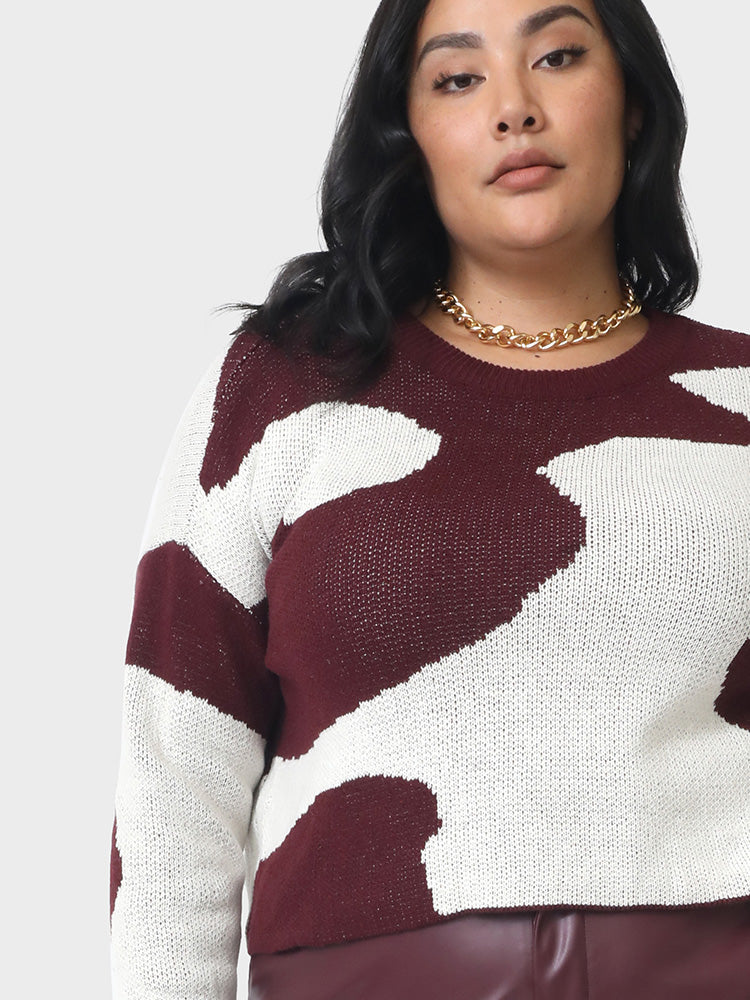 Geometry Contrast Loose Sweater