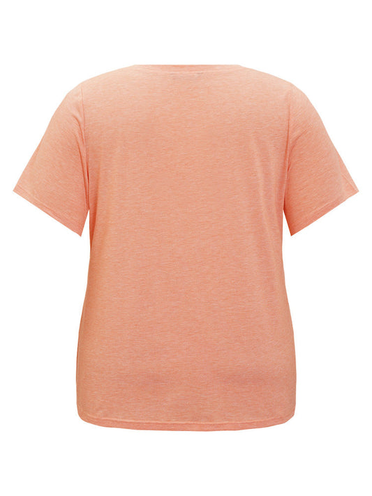 Car & Letter Print V Neck Drop Shoulder T-shirt