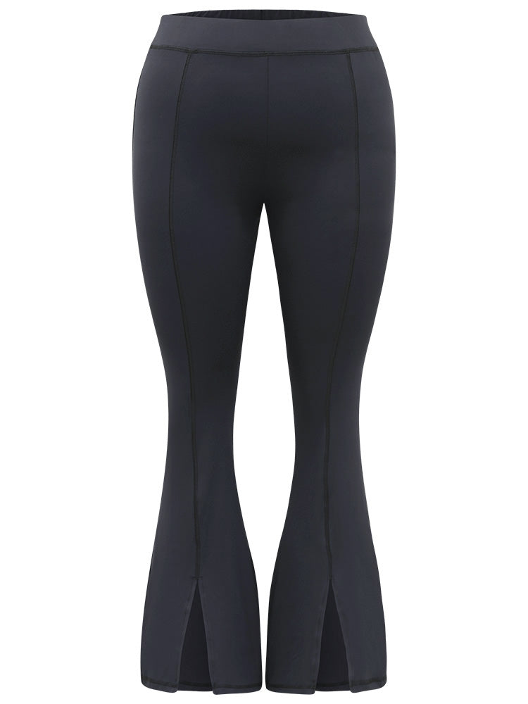 Plain Split Hem Flare Leg Leggings