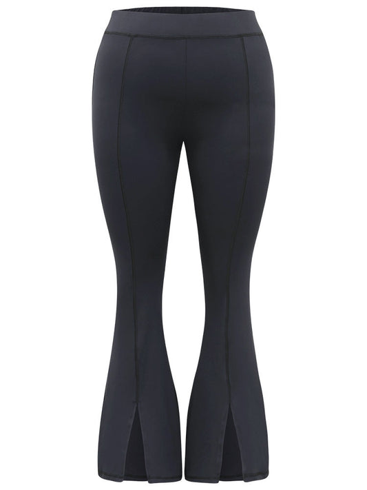 Plain Split Hem Flare Leg Leggings