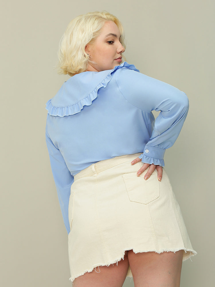 Peter Pan Collar Ruffled Blouse