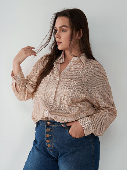 Sequin Pocket Buttons Blouse