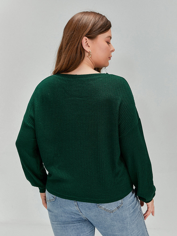 Twist Front Beading Long Sleeve T-shirt