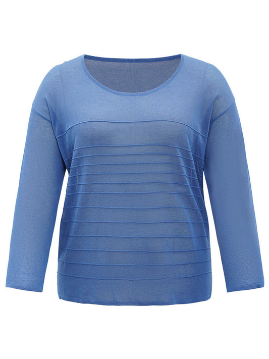 Solid High Low Hem Drop Shoulder Split Side Pullover