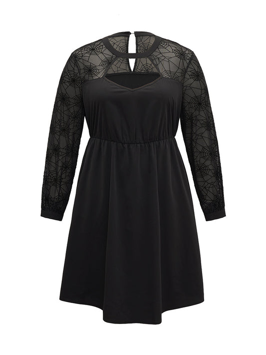 Anti-Wrinkle Halloween Keyhole Mesh Pocket Dress