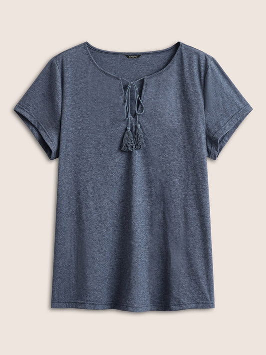 Plain Heather Knot Tassel Sleep Top