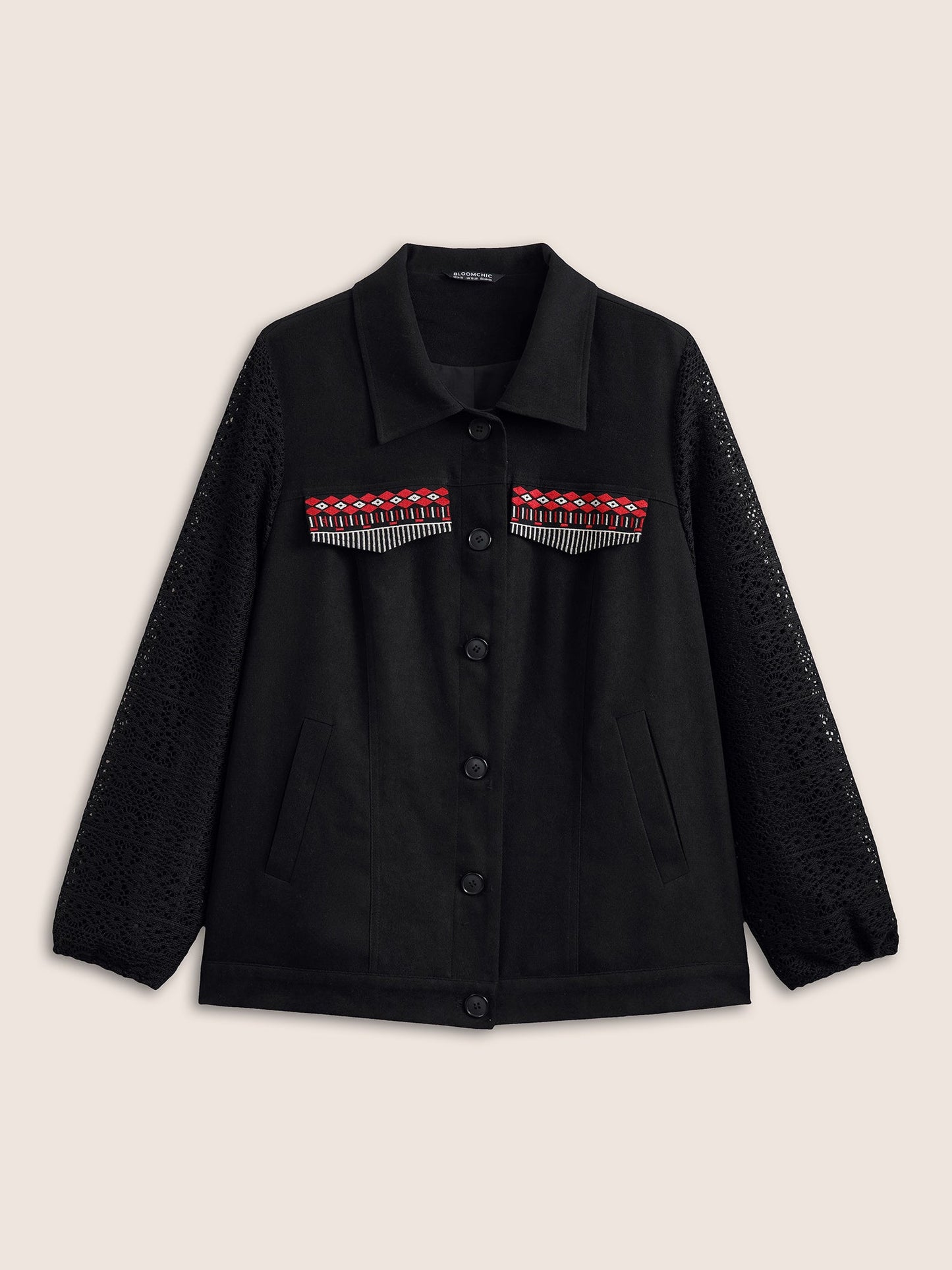 Patchwork Embroidered Flap Detail Jacket