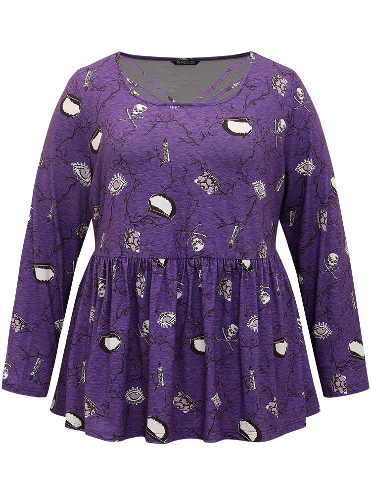 Halloween Graphic Cut Out T-shirt