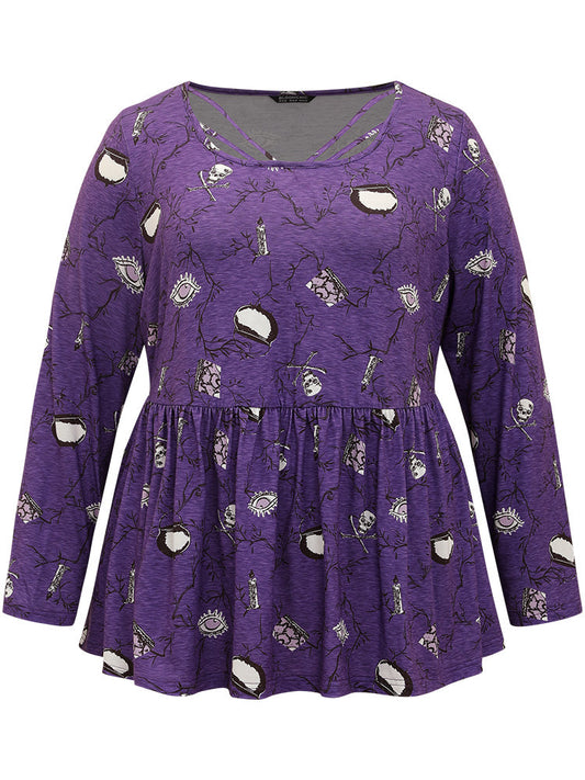 Halloween Graphic Cut Out T-shirt