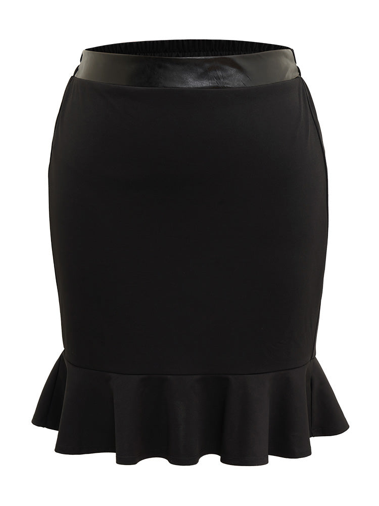 Plain Patchwork Mermaid Hem Skirt