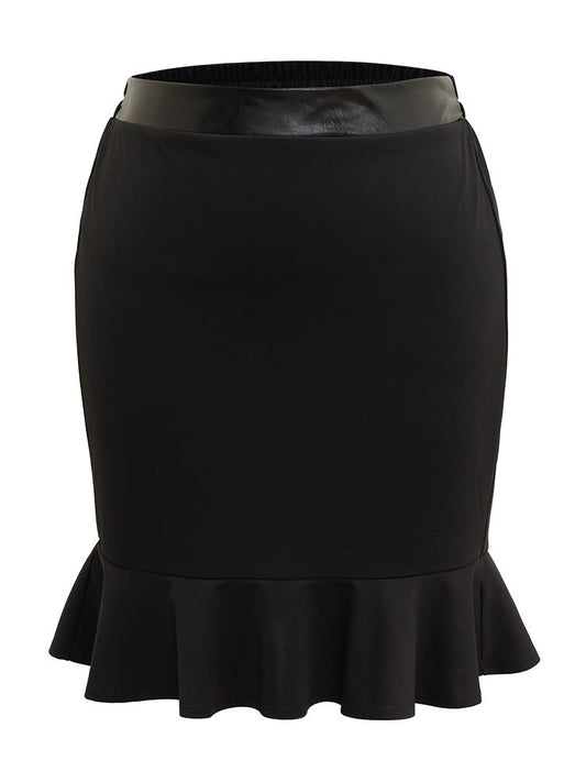 Plain Patchwork Mermaid Hem Skirt