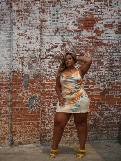 Tie Dye Cowl Neck Dress