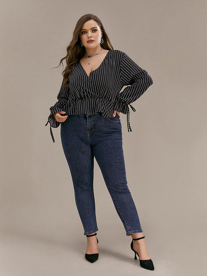 Knotted Surplice Neck Blouse