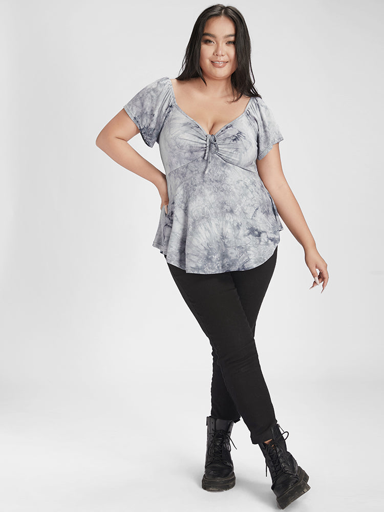 Tie Dye Drawstring Ruched T-shirt