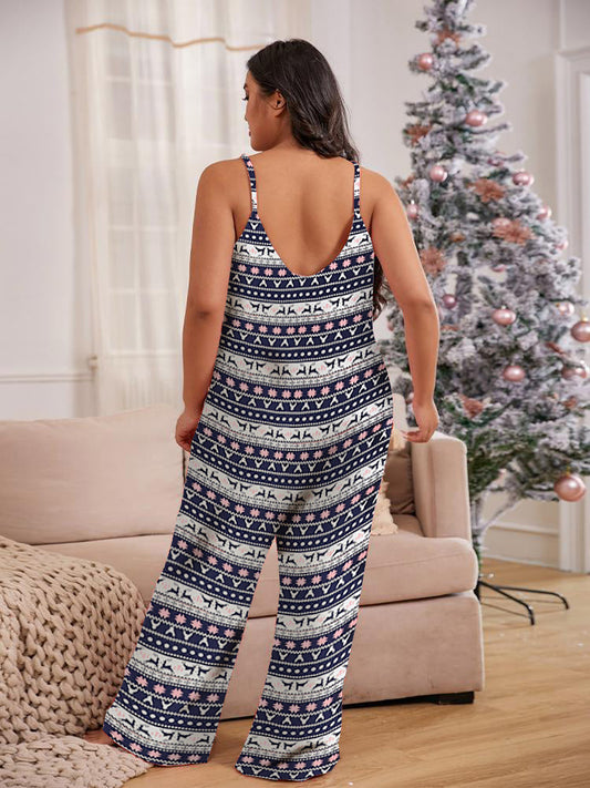 Christmas Geo Print Cami Lounge Jumpsuit
