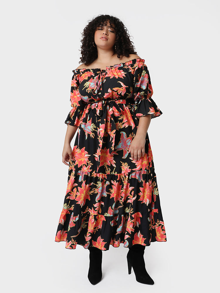 Floral Off Shoulder Maxi Dress