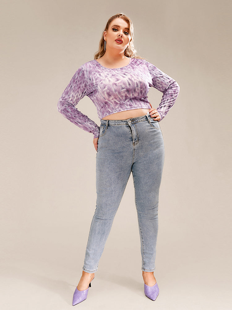 Tie Dye Long-sleeved Crop T-shirt